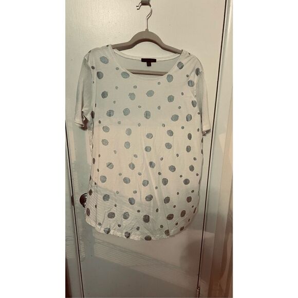Park Hurst Gray Polka Dot White SHort Sleeve Top SZ XL - Picture 2 of 9